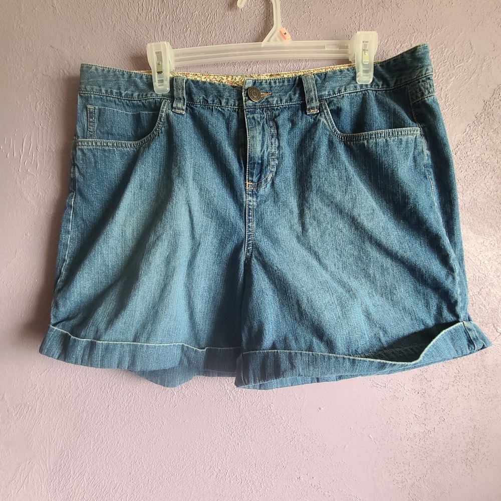 Sonoma Denim Shorts Womens 16 Blue High Rise Mom Cuffed 100% Cotton Medium Wash